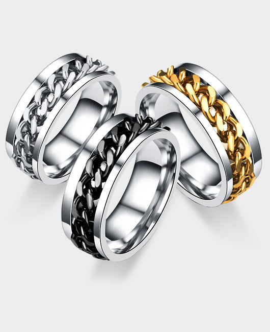 Fashion Stainless Steel Rotatable Chain Multicolor Ring