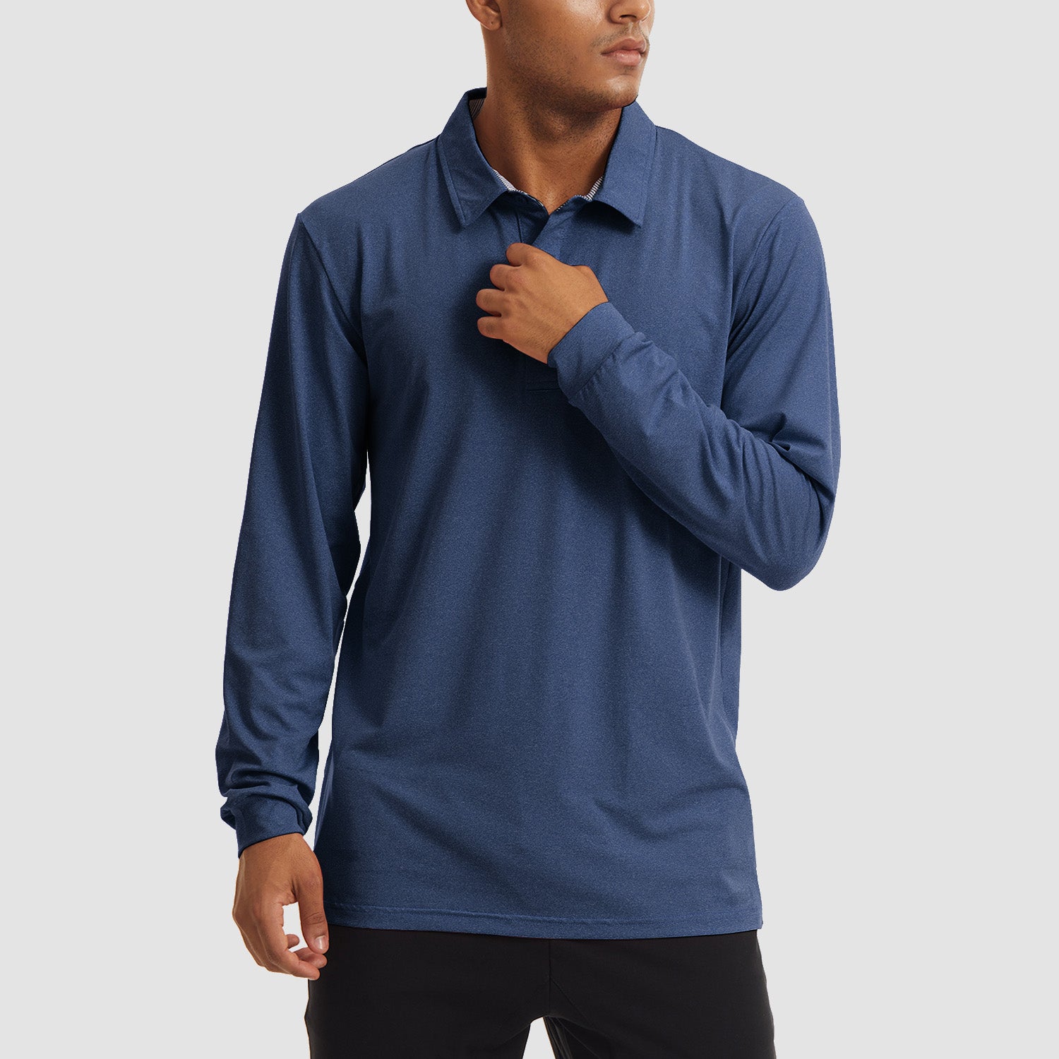 Men's Polo Shirts Long Sleeve Golf Shirts Quick Dry Performance Pique Jersey Sport