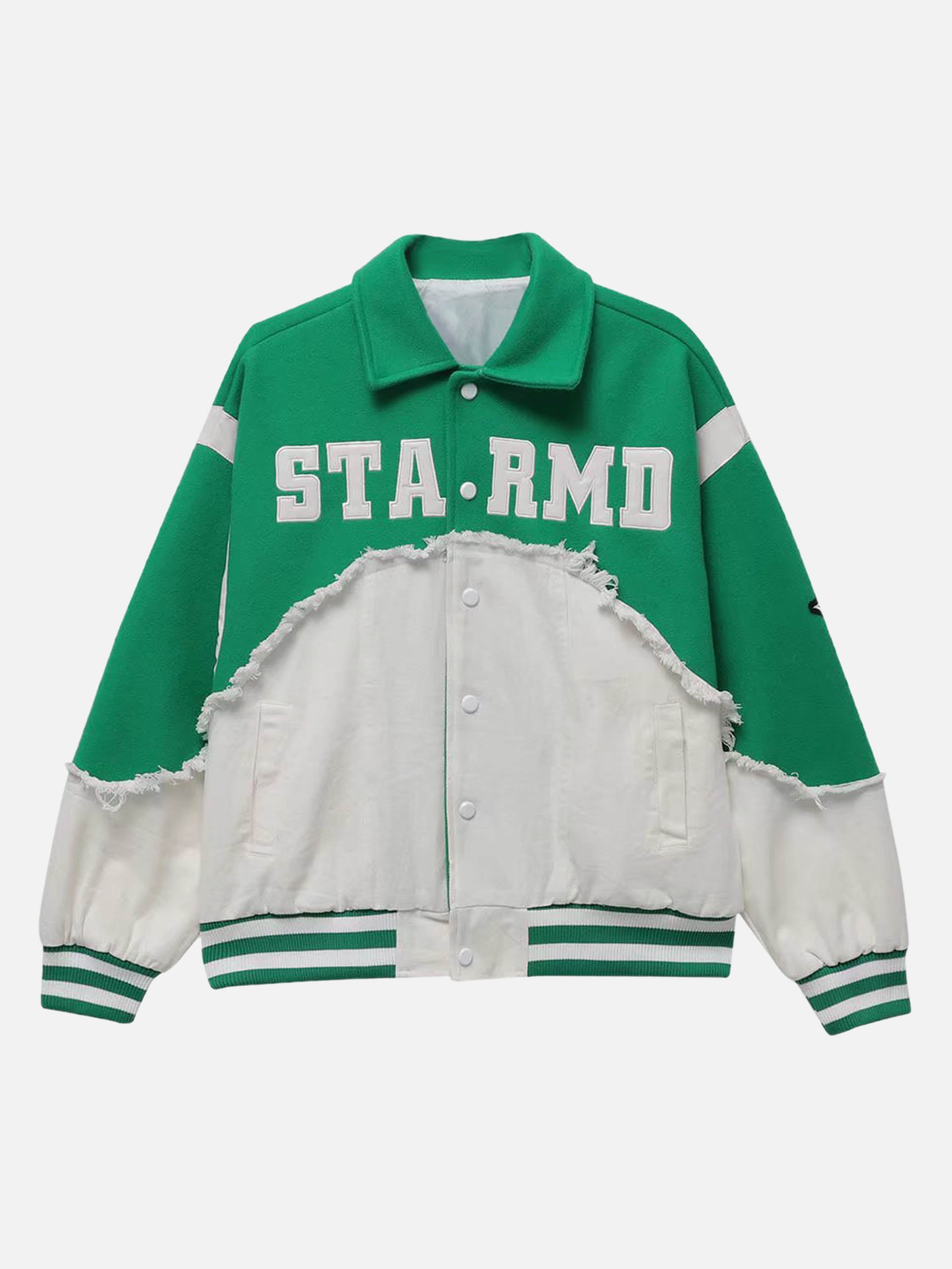 The Vimiaparty American High Street Denim Fabric Splicing Baseball Couple Jacket