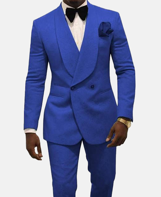 Dressy Plain Lapel Collar Double Breasted Slim Fit Blazer & Straight Pants 2Pcs Set