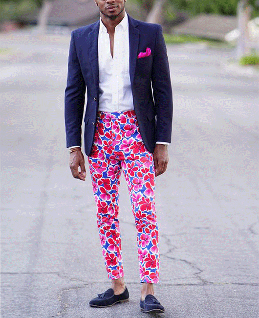 Fashion Floral Straight Leg Shinny Pencil Pants