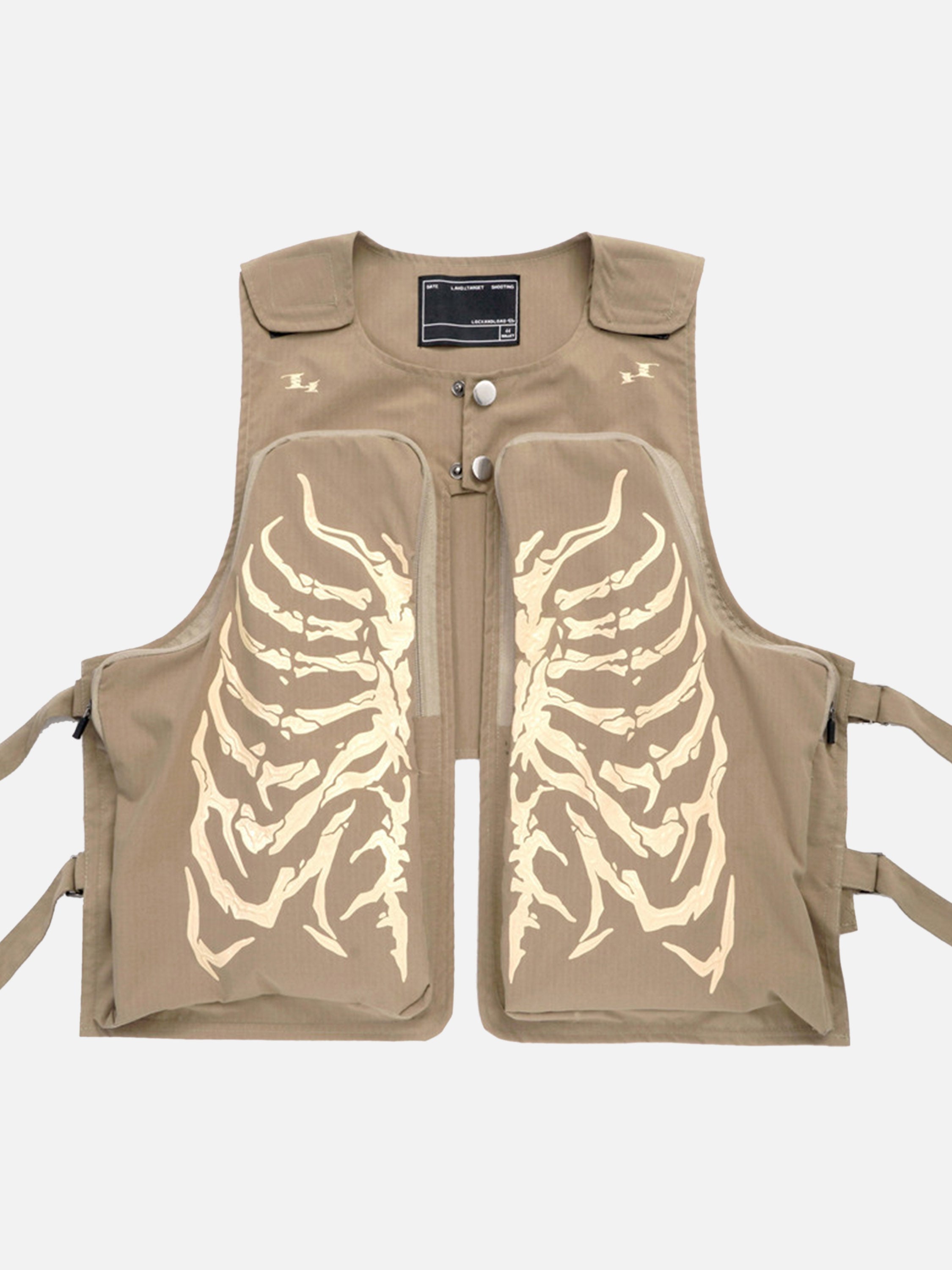 The Vimiaparty Skeleton Print Padded Cargo Vest